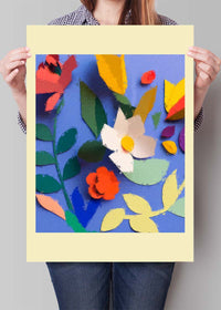 Painted Cutout Flowers Print Yellow