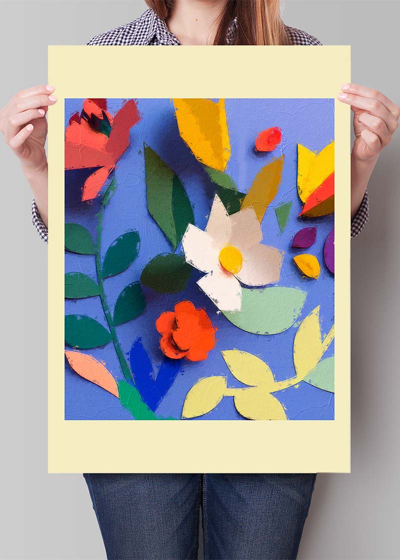 Painted Cutout Flowers Print Yellow