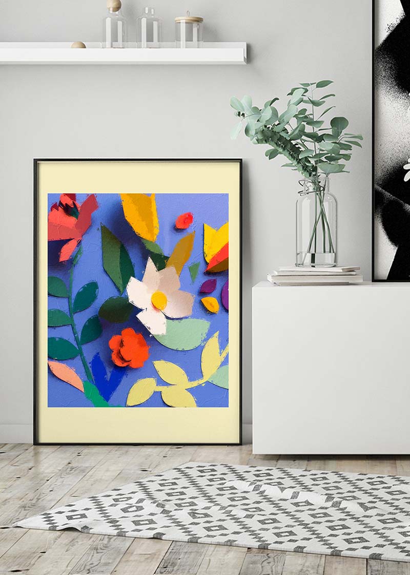 Painted Cutout Flowers Print Yellow