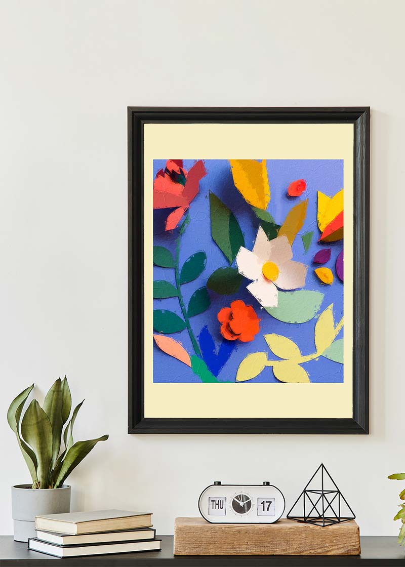 Painted Cutout Flowers Print Yellow