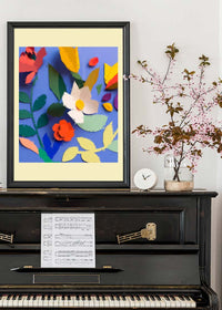 Painted Cutout Flowers Print Yellow