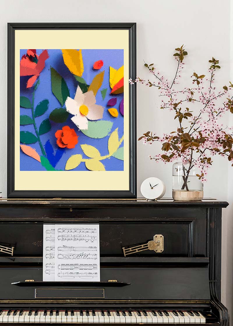 Painted Cutout Flowers Print Yellow
