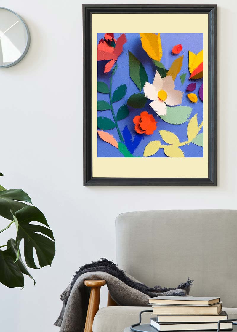 Painted Cutout Flowers Print Yellow