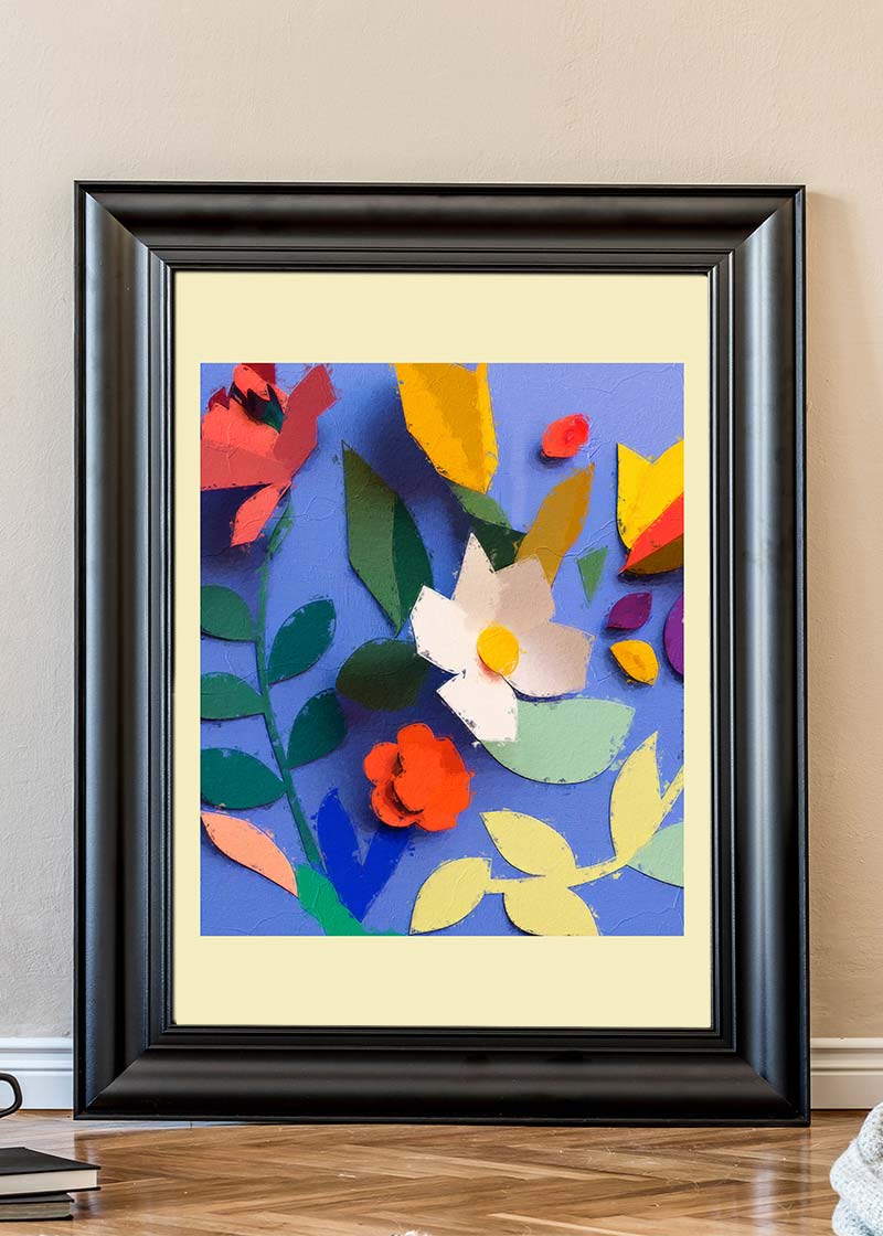 Painted Cutout Flowers Print Yellow