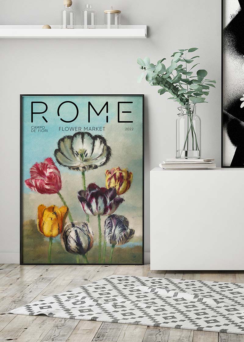 Rome Flower Market Painted Poster Print