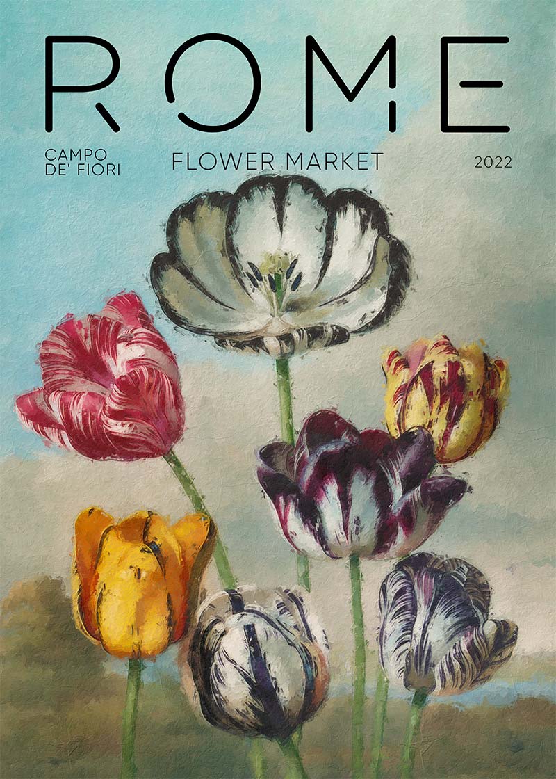 Rome Flower Market Painted Poster Print