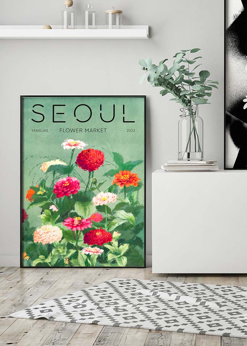 Seoul Flower Market Painted Poster Print