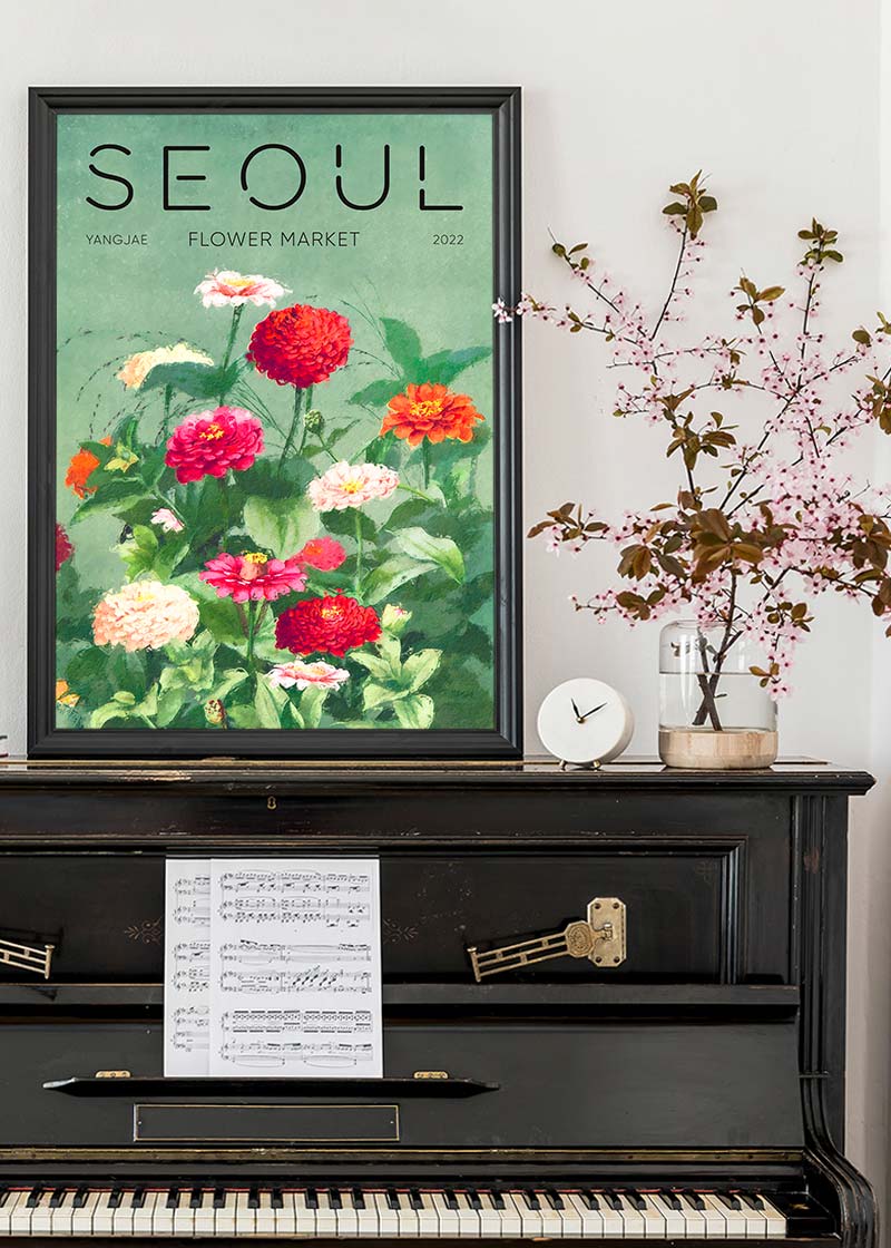 Seoul Flower Market Painted Poster Print