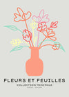 Flowers And Leaves Line Art Vase Print