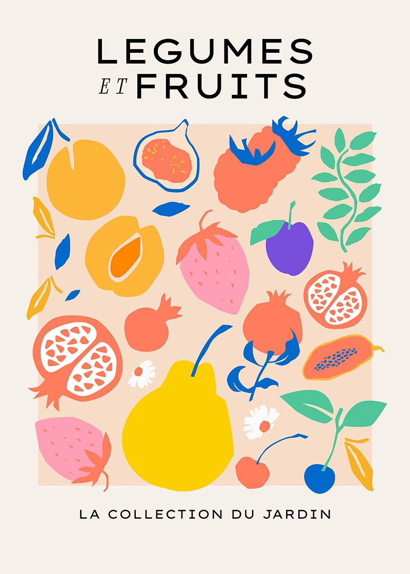 Fruit and Vegetables Minimal Pastel Art Print
