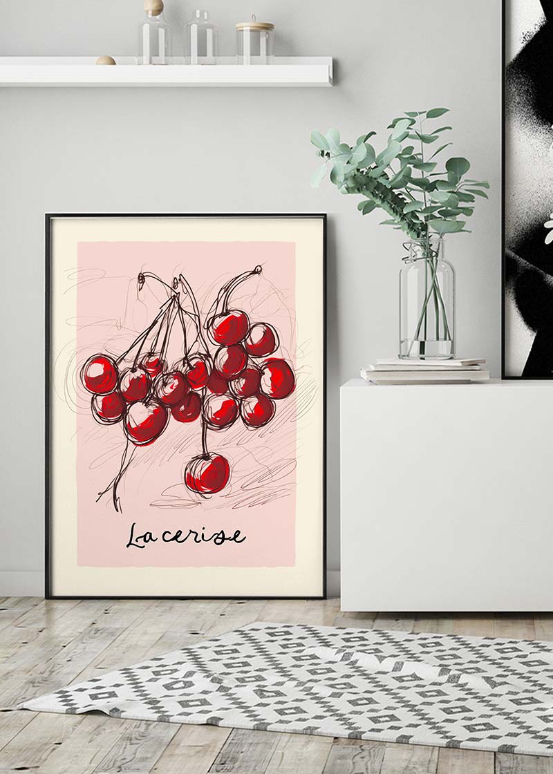 La Cerise Cherries Abstract Drawing Print