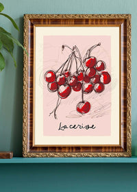 La Cerise Cherries Abstract Drawing Print