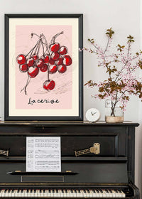 La Cerise Cherries Abstract Drawing Print
