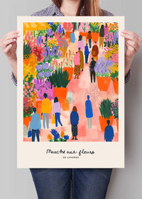 Flower Market of London Abstract Painting Print