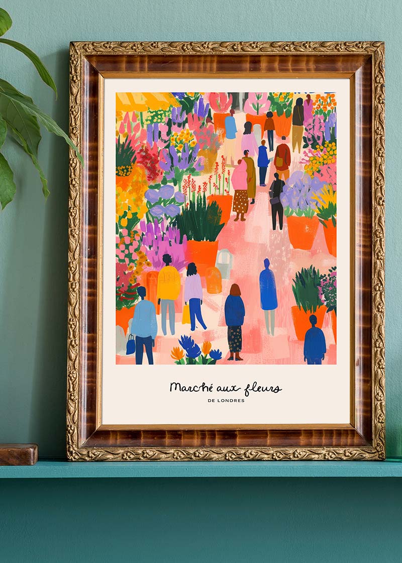 Flower Market of London Abstract Painting Print