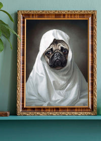 Ghost Pug Dog Portrait Print