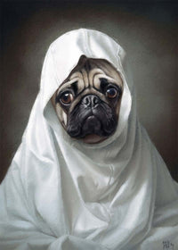 Ghost Pug Dog Portrait Print