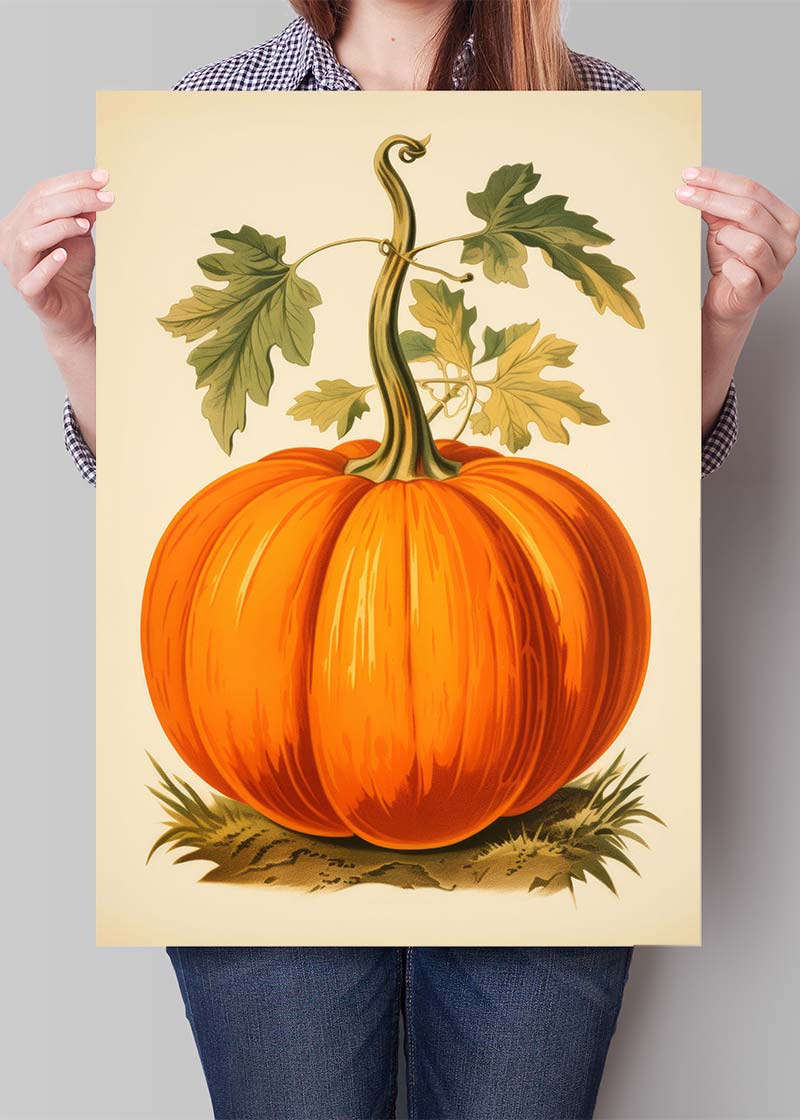 Vintage Pumpkin Illustration Halloween Print