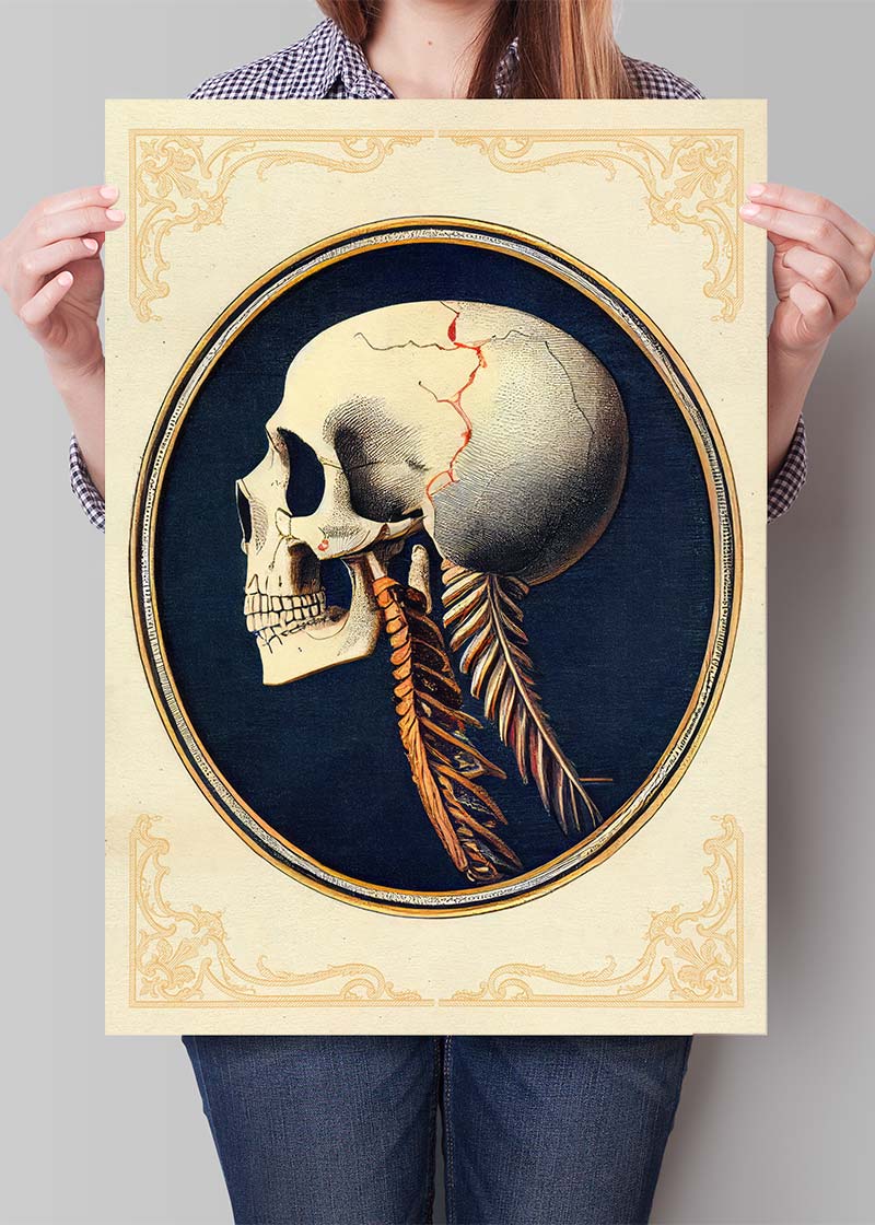 Vintage Skull Medical Diagram Side View Print