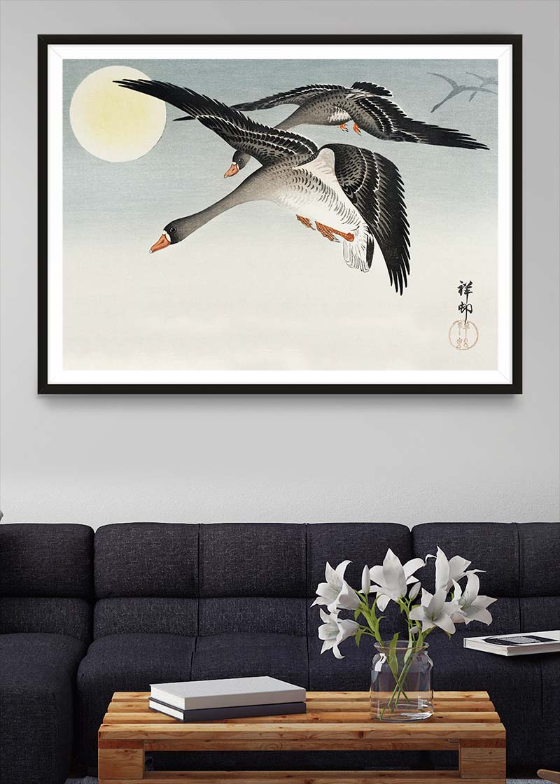 Birds at Full Moon by Ohara Koson