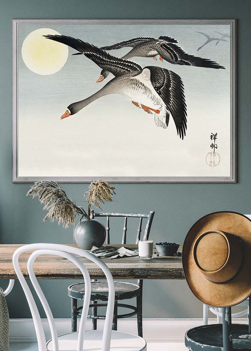 Birds at Full Moon by Ohara Koson