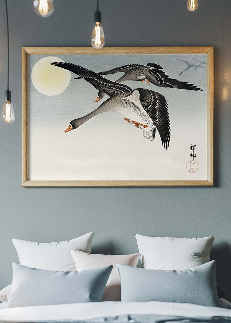 Birds at Full Moon by Ohara Koson