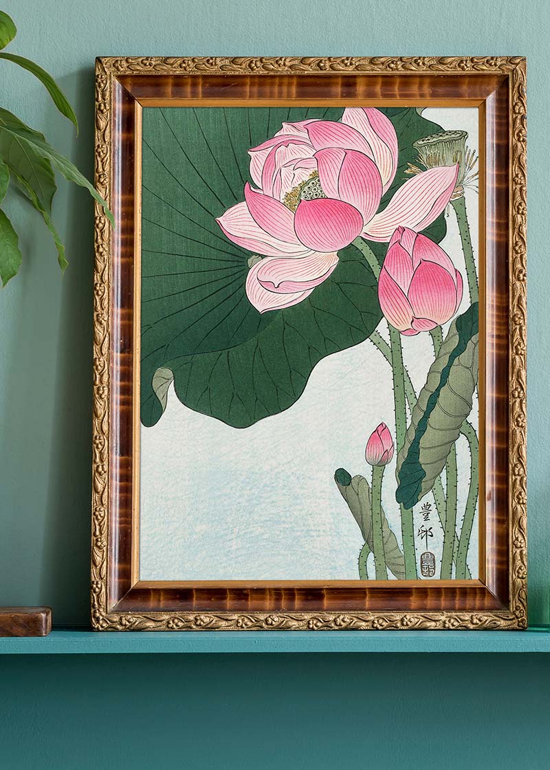 Blooming Lotus Flowers by Ohara Koson