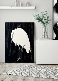 Egret Heron in the Rain by Ohara Koson