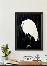 Egret Heron in the Rain by Ohara Koson