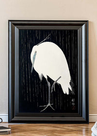 Egret Heron in the Rain by Ohara Koson