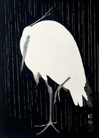 Egret Heron in the Rain by Ohara Koson