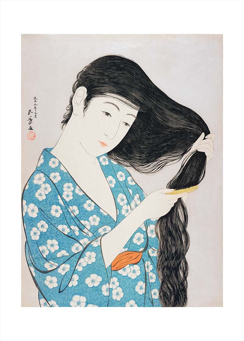 Woman Combing Hair by Hashiguchi Goyo