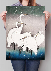 Group of Egrets Herons by by Ohara Koson