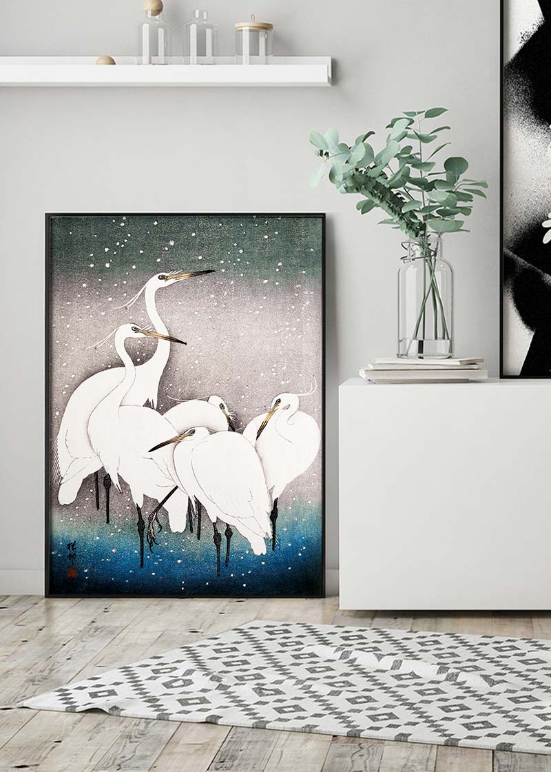 Group of Egrets Herons by by Ohara Koson