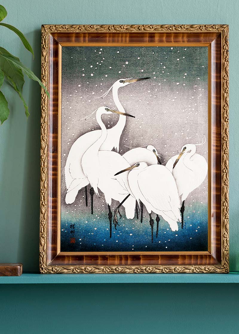 Group of Egrets Herons by by Ohara Koson