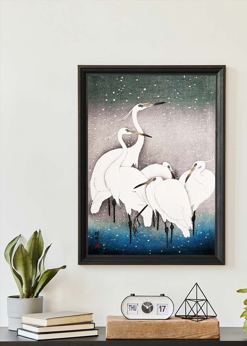 Group of Egrets Herons by by Ohara Koson