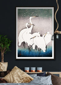 Group of Egrets Herons by by Ohara Koson