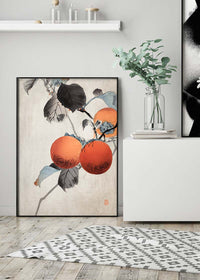 Nuthatcher atop Persimmons by Ohara Koson