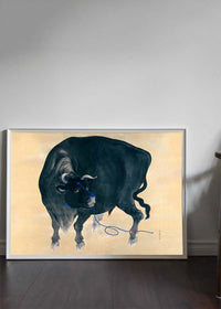 Black bull Japanese painting by Mochizuki Gyokusen