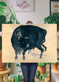 Black bull Japanese painting by Mochizuki Gyokusen