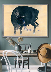 Black bull Japanese painting by Mochizuki Gyokusen