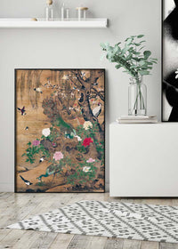 Birds and flowers vintage painting by Yin Hong
