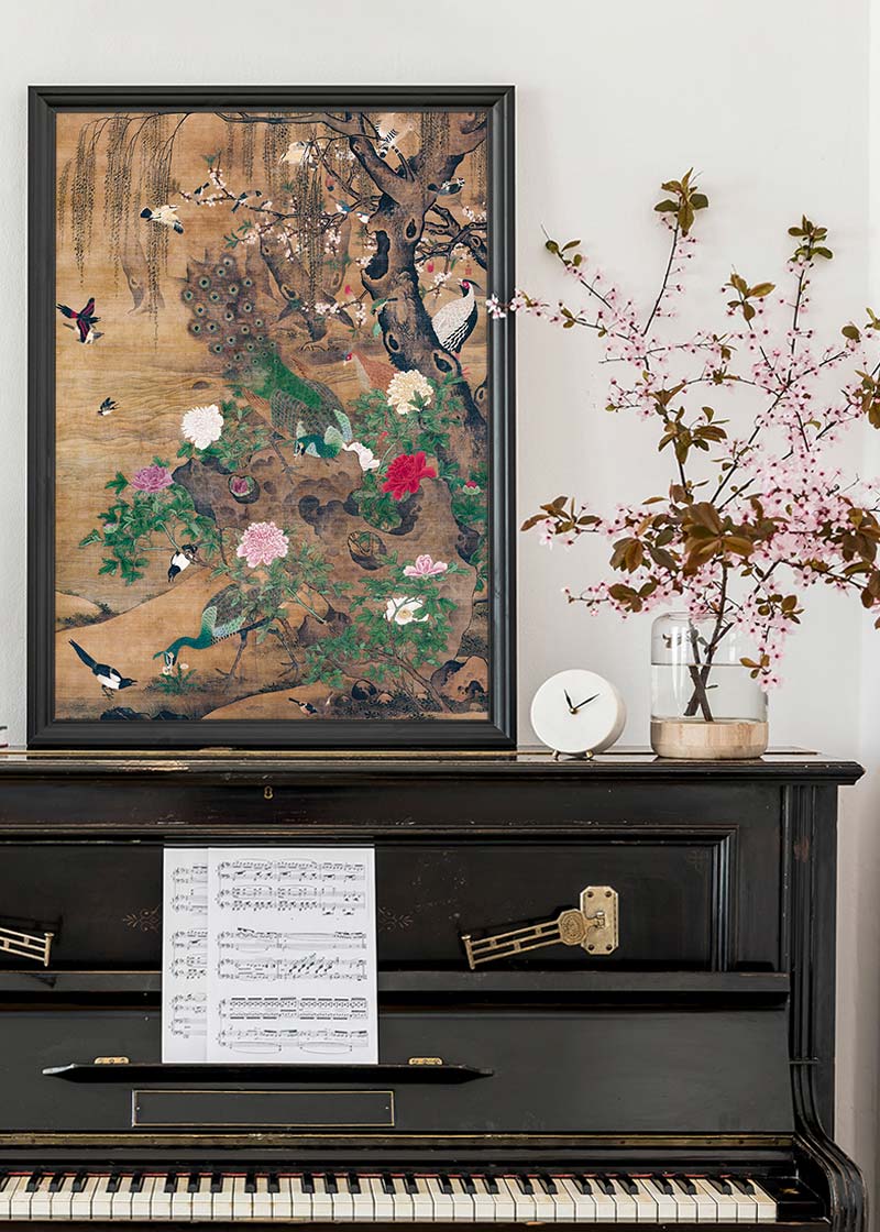 Birds and flowers vintage painting by Yin Hong