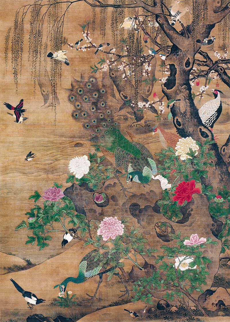 Birds and flowers vintage painting by Yin Hong