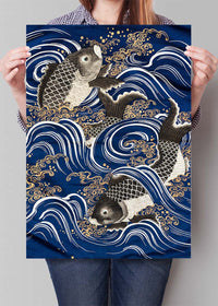 Fukasa with Carp in Waves