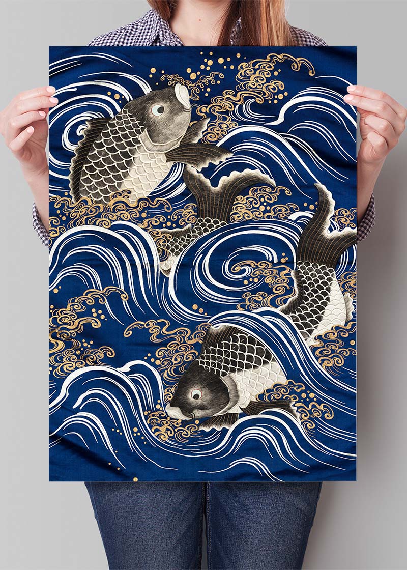 Fukasa with Carp in Waves