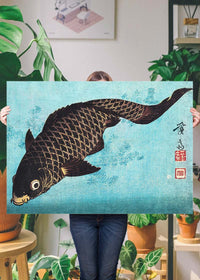 Koi Carp Japanese fish illustration by Keisai Eisen