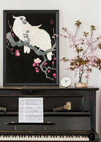 Two cockatoo and plum blossom by Ohara Koson