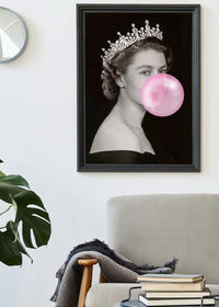 Queen Blowing Bubblegum Platinum Jubilee Print-InkAndDrop