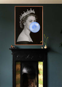 Queen Elizabeth with Bubblegum Blue Print